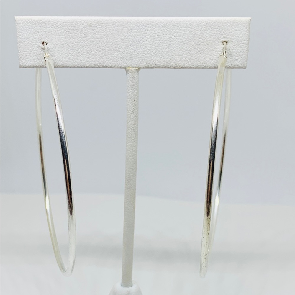 Sterling Silver 925 Hoop Earrings 2.75” - Picture 8 of 8